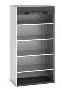 Bott cubio cupboard with lockable roller shutter door - 1050mm wide x 650mm deep x 2000mm high.   Ideal for areas with limited space for door opening, this cupboard is supplied with 4 x 100kg capacity shelves. ... Industrial Tool Storage Cupboard Roller Shutter Door Cupboards